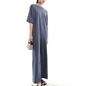 ASOS Design Oversized Gray T-Shirt Jumpsuit | Pockets | Size US 6